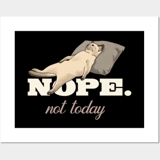 Nope Not Today Lazy Cat On Couch Posters and Art